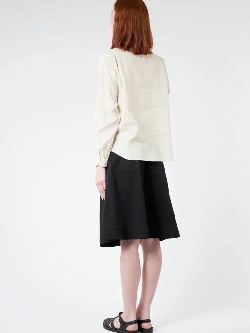Outlet - Women's Linen Band Collar L/S Shirt in Women Tops & Blouses | Button-Ups