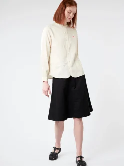 Outlet - Women's Linen Band Collar L/S Shirt in Women Tops & Blouses | Button-Ups
