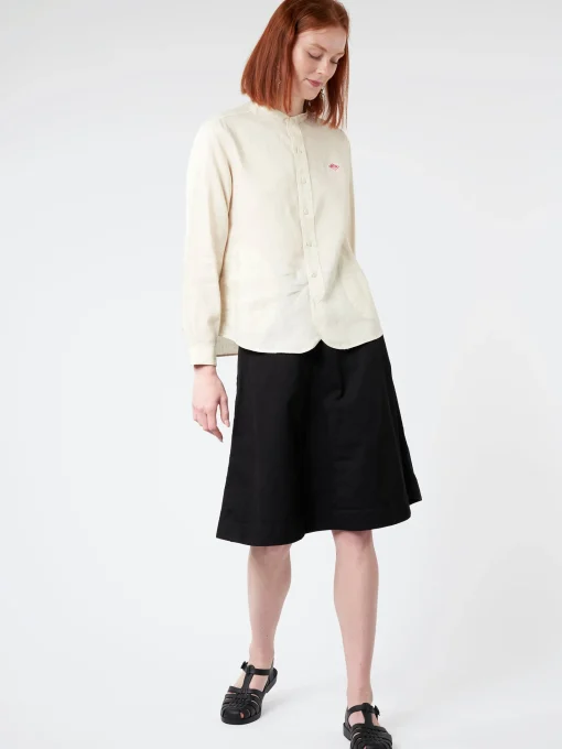 Outlet - Women's Linen Band Collar L/S Shirt in Women Tops & Blouses | Button-Ups