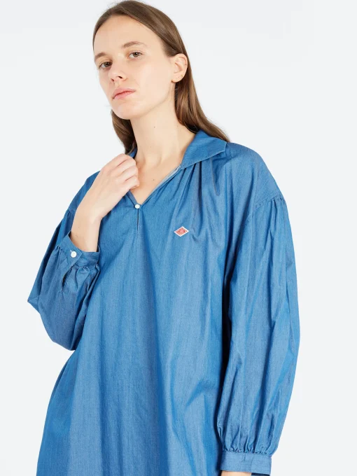 Discount - Women's Pullover Shirt Dress in Lt Indigo Women Dresses | Denim