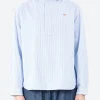 Online - Women's Round Collar Pullover L/S Shirt in Sax White Stripe Women Tops & Blouses | Button-Ups