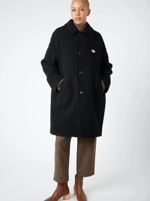 Fashion - Women's Wool Light Pile Long Coat in Women Outerwear