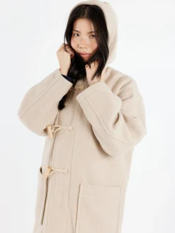 Best - Women's Wool Light Pile Duffle Coat in Raw Beige Women Outerwear