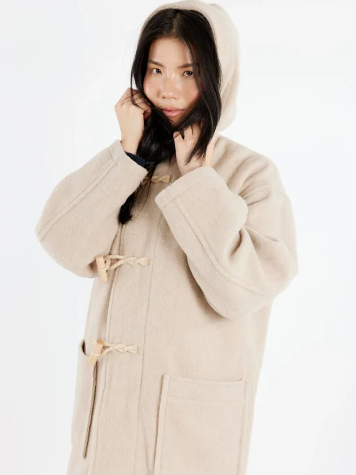 Best - Women's Wool Light Pile Duffle Coat in Raw Beige Women Outerwear