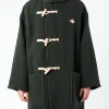 Outlet - Wool Light Pile Duffle Coat in Moss Green Outerwear