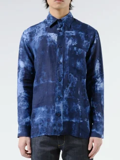 New - Linman Handpainted Shirt in Navy Button-Ups