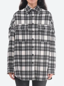 Sale - Luna Jacket in Off White/Black Plaid Women Outerwear