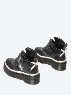 Clearance - Caitie Buckle Platform Boots in Black and Powder Pink Women Boots