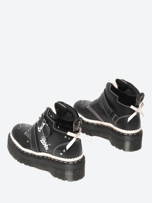 Clearance - Caitie Buckle Platform Boots in Black and Powder Pink Women Boots