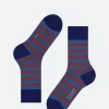 Online - Sensitive Mapped Line Socks in Lapis Blue and Red Stripe Socks