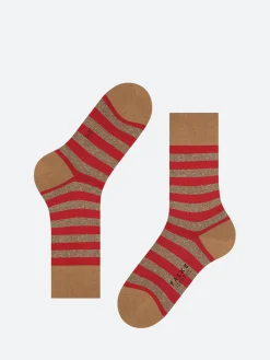 Hot - Sensitive Mapped Line Socks in Toffee and Red Stripe Socks