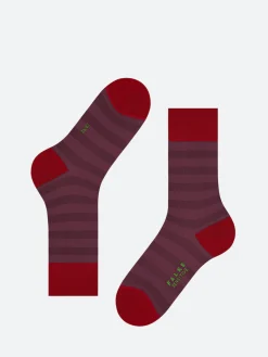 New - Sensitive Mapped Line Socks in Passion Red Stripe Socks