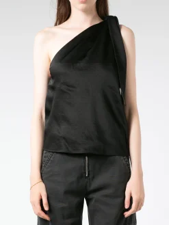 Outlet - Asymmetric Tie Neck Tank in Black Women Tops & Blouses