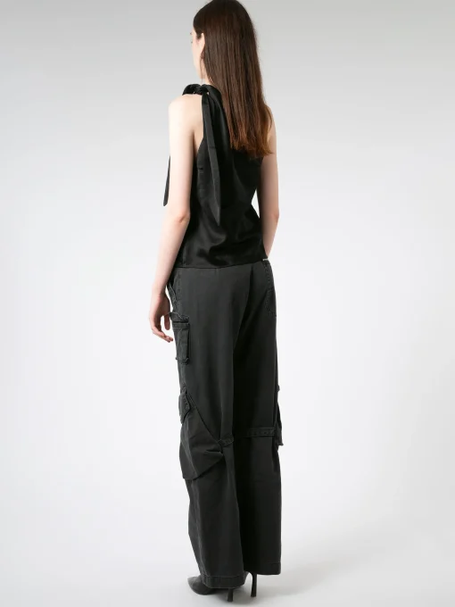 Outlet - Asymmetric Tie Neck Tank in Black Women Tops & Blouses