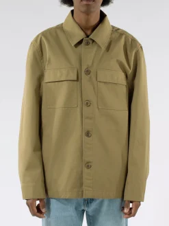 Outlet - Cotton Workwear Jacket in Khaki Green Outerwear