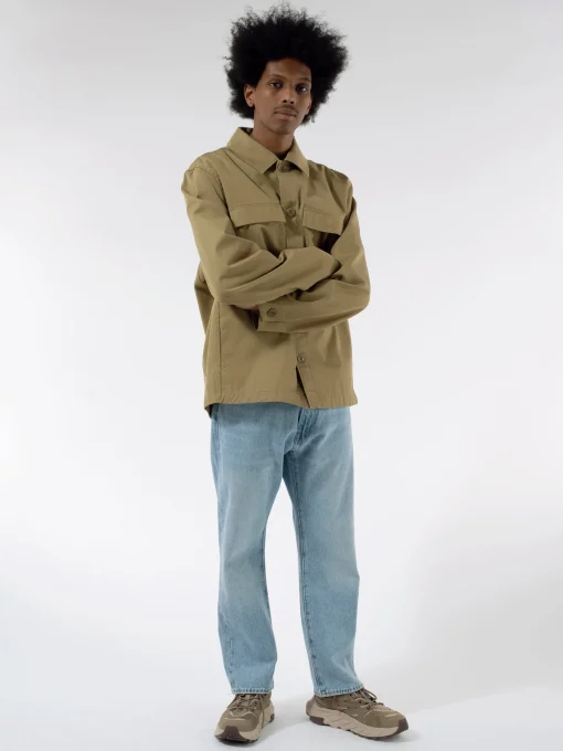 Outlet - Cotton Workwear Jacket in Khaki Green Outerwear