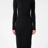 Fashion - Knit Turtleneck Dress in Black Women Dresses