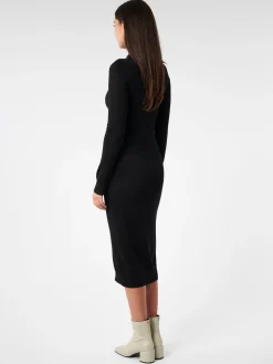 Fashion - Knit Turtleneck Dress in Black Women Dresses