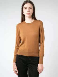 Discount - Merino R-Neck Pullover in Camel Women Tops & Blouses | Overalls & Jumpsuits