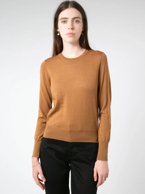 Discount - Merino R-Neck Pullover in Camel Women Tops & Blouses | Overalls & Jumpsuits