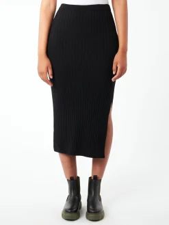 Online - Rib Knit Skirt in Black Women Skirts