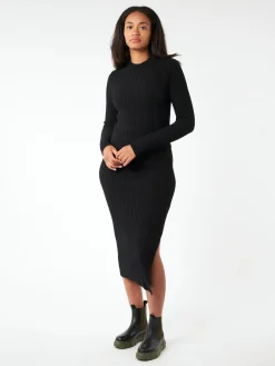 Online - Rib Knit Skirt in Black Women Skirts