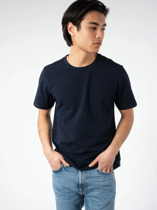 Outlet - Stretch Cotton Tee in Navy T-Shirts