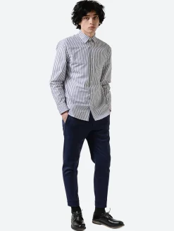 Best - Striped Cotton Shirt in Pacific Blue/White Stripe Button-Ups