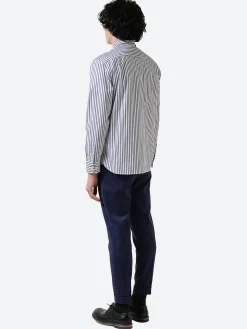 Best - Striped Cotton Shirt in Pacific Blue/White Stripe Button-Ups
