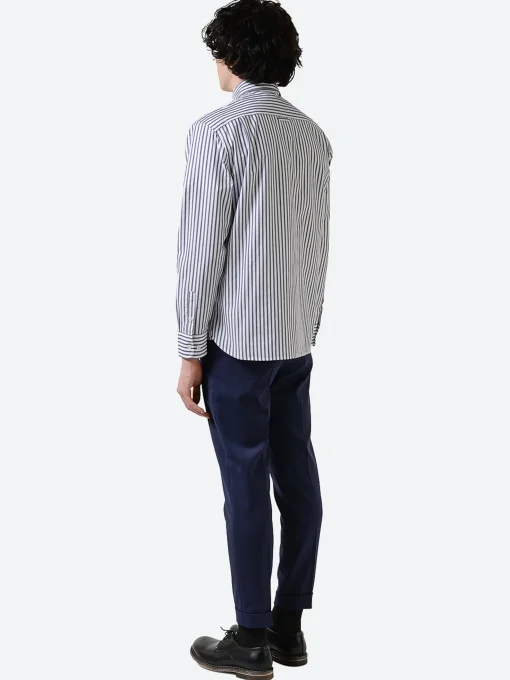 Best - Striped Cotton Shirt in Pacific Blue/White Stripe Button-Ups