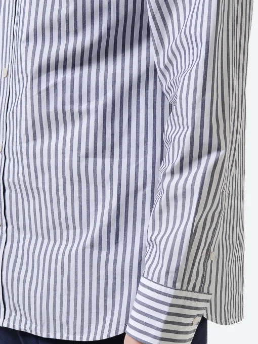 Best - Striped Cotton Shirt in Pacific Blue/White Stripe Button-Ups