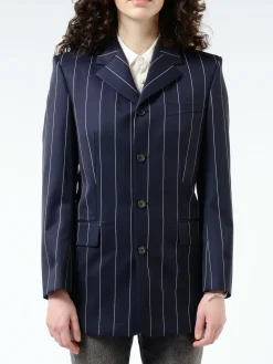 Online - Wool Pinstripe Blazer in Navy/White Women Outerwear | Blazers