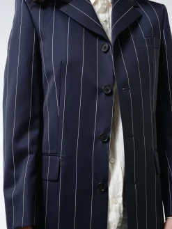 Online - Wool Pinstripe Blazer in Navy/White Women Outerwear | Blazers