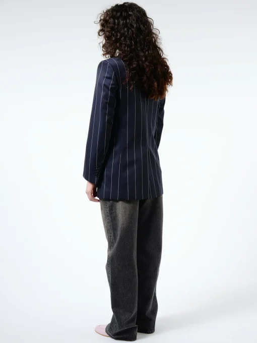 Online - Wool Pinstripe Blazer in Navy/White Women Outerwear | Blazers