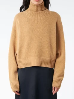 Best - Wool Turtleneck Sweater in Camel Women Tops & Blouses | Overalls & Jumpsuits