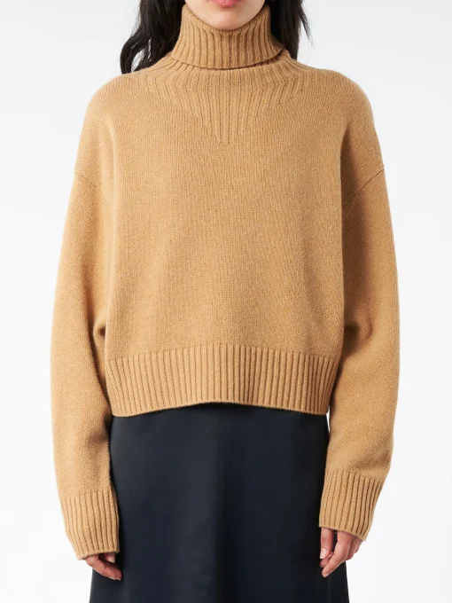 Best - Wool Turtleneck Sweater in Camel Women Tops & Blouses | Overalls & Jumpsuits
