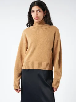 Best - Wool Turtleneck Sweater in Camel Women Tops & Blouses | Overalls & Jumpsuits