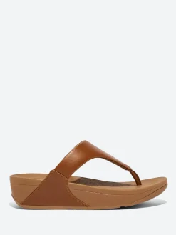 Clearance - Lulu Leather Toe-Post Sandals in Light Tan Women Sandals