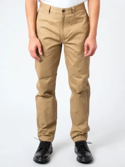 Outlet - Herringbone Trouser in Khaki Pants