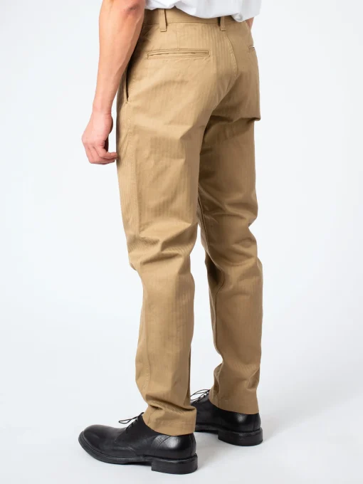 Outlet - Herringbone Trouser in Khaki Pants