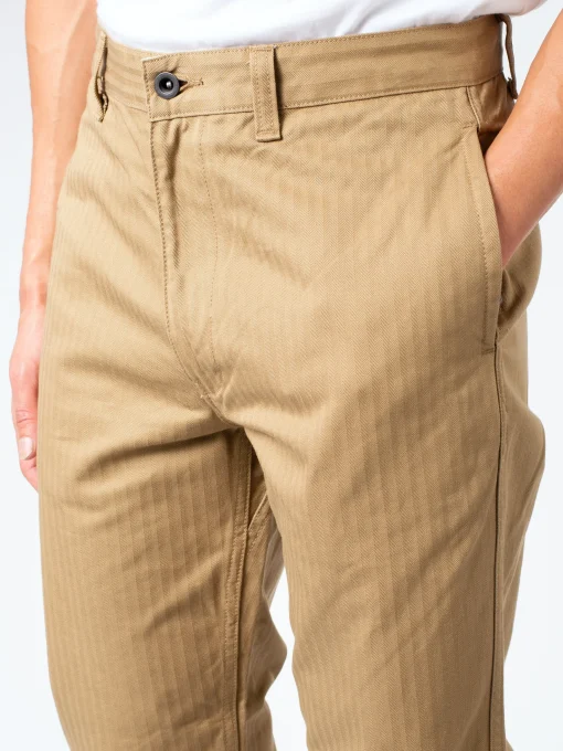 Outlet - Herringbone Trouser in Khaki Pants