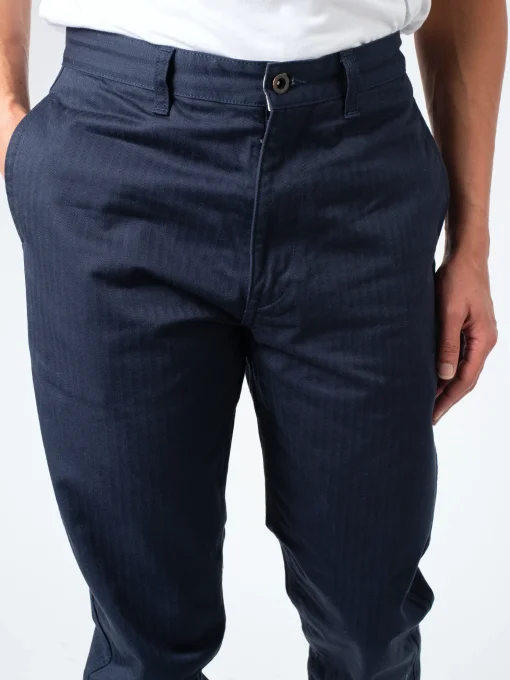 Outlet - Herringbone Trouser in Navy Pants