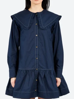 Fashion - Big Collar Dress in Sky Captain Women Dresses