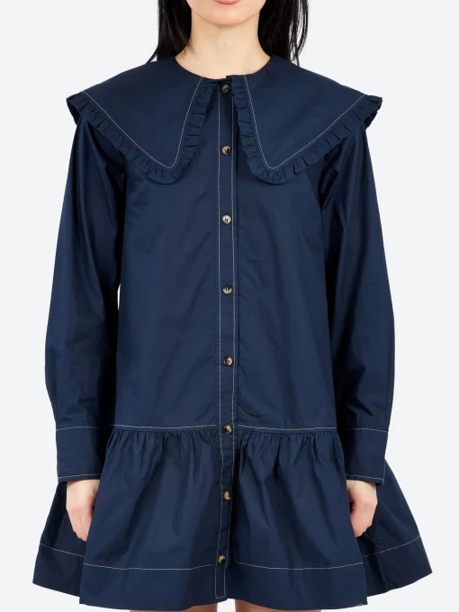 Fashion - Big Collar Dress in Sky Captain Women Dresses