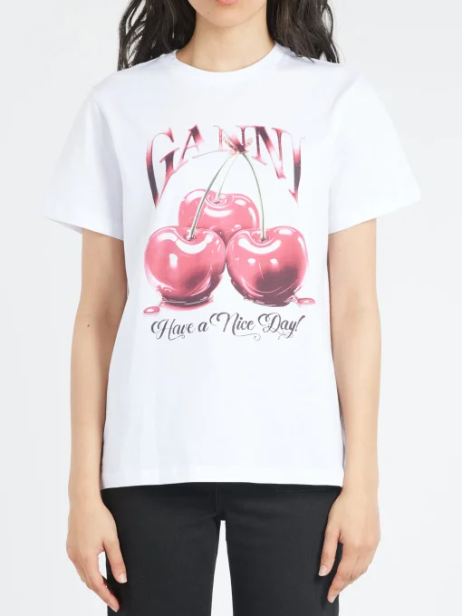 Fashion - Cherry T-Shirt in Bright White Women Tops & Blouses | T-Shirts