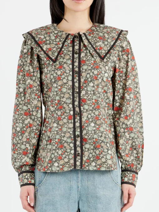 Best - Floral Printed Shirt in Black Women Tops & Blouses | Button-Ups