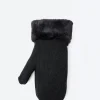 Discount - 5475 Mitten in Black and Black Women Gloves | Belts