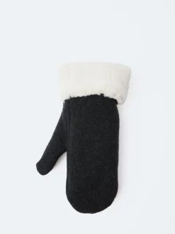 Fashion - 5475 Mitten in Black and Panna Women Gloves | Belts