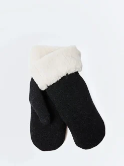 Fashion - 5475 Mitten in Black and Panna Women Gloves | Belts
