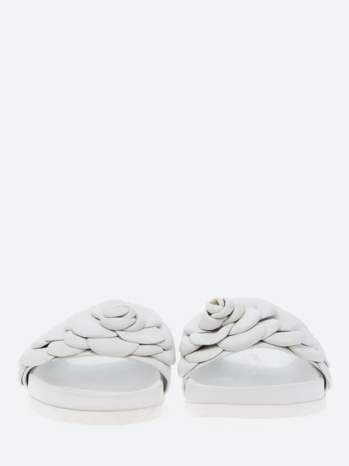 Clearance - Anata Slide Sandals in Bianco Nappa and Bianco Women Overalls & Jumpsuits | Slides